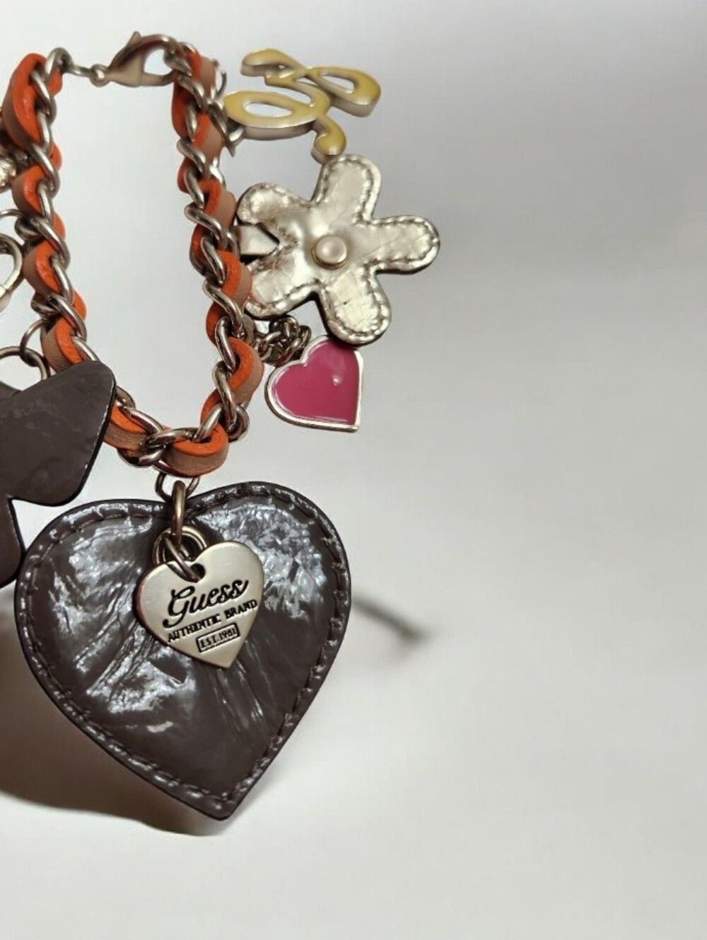 Guess Brown and Orange Mixed Charm Bracelet